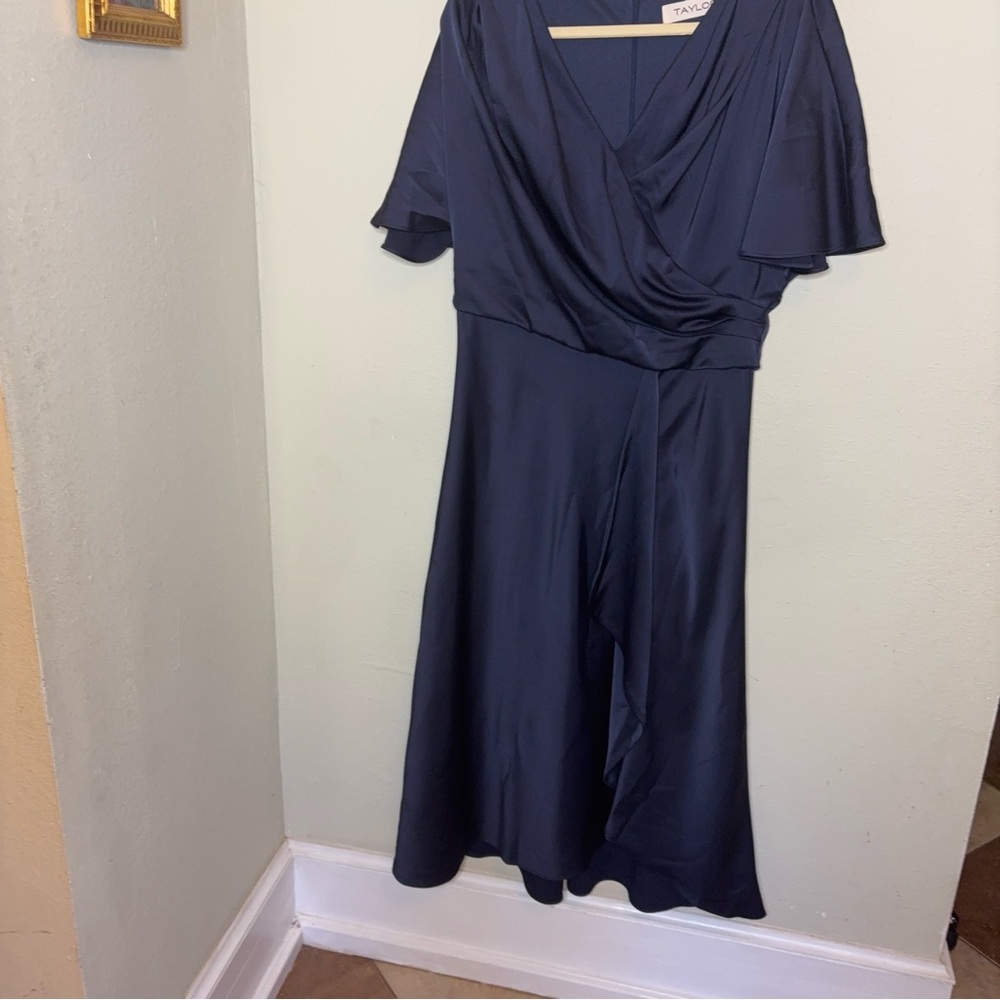 Taylor Navy Wrap-Style Midi Dress Size 2x